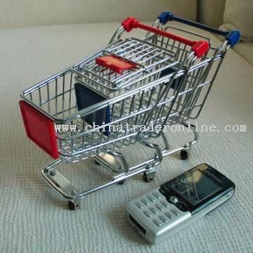 Mini Steel Shopping Cart with Colored Plastic Handle