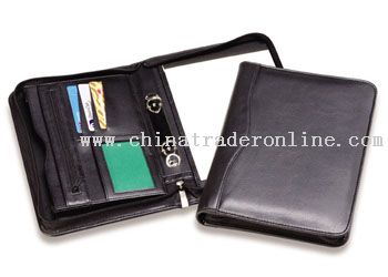 Synthetic leather material A5 zipround folder with fixed ring binder