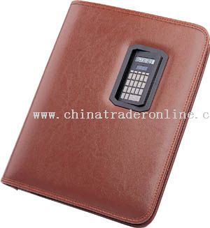 Zip closure portfolio with rectangle rotary small display calculator from China
