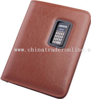 Zip closure portfolio with rectangle rotary small display calculator