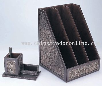 three layer bookshelf and name card standing with pen holder from China