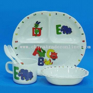 5pcs Kids Melamine Dinner Set wih Cute Paint