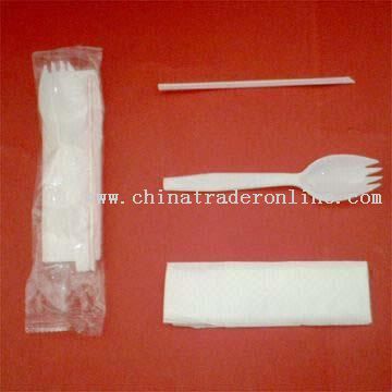 Fork Packed with Drinking Straw and Napkin