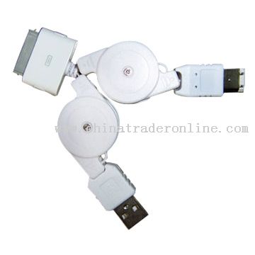 iPod Compatible Twin Retractable Cables