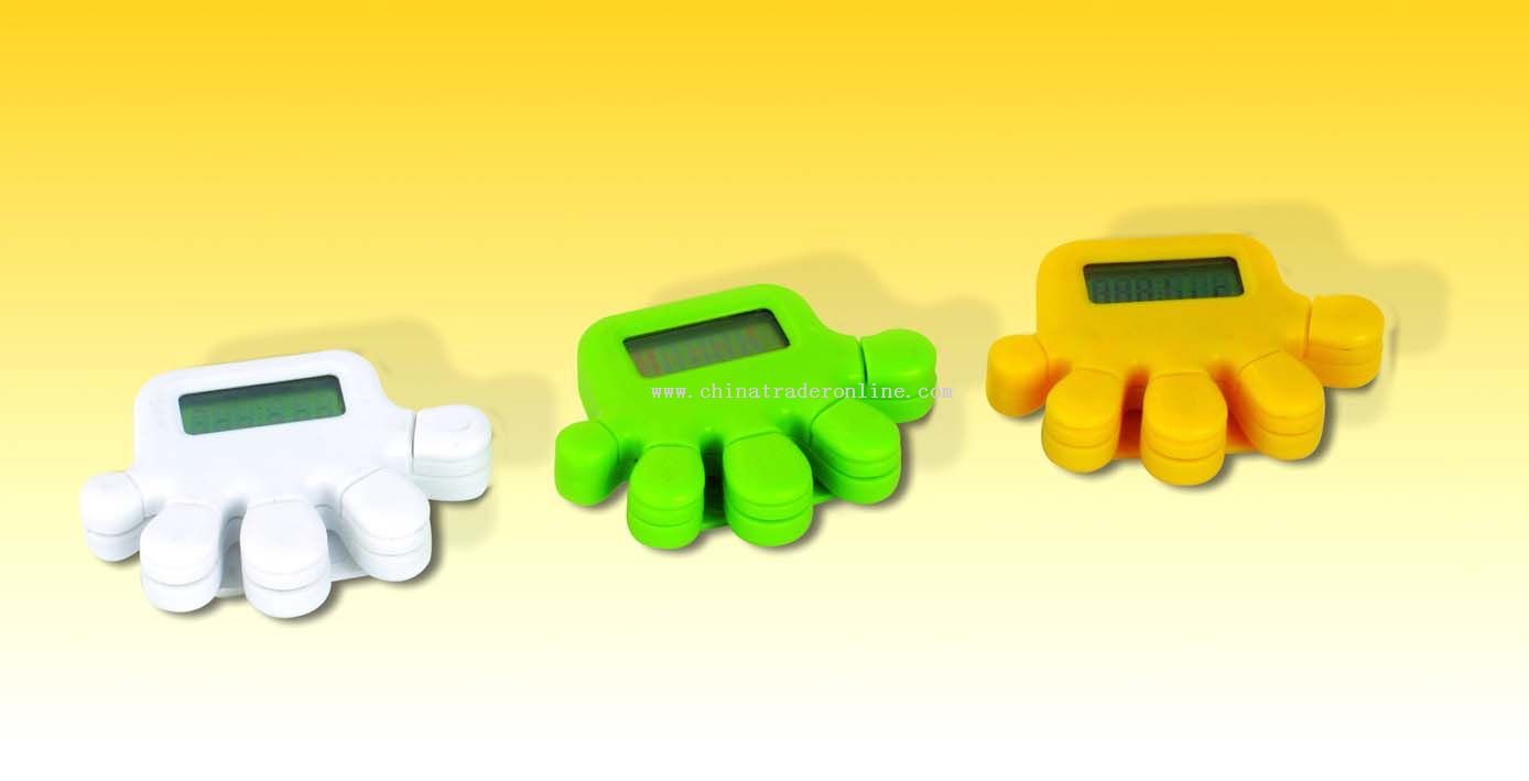 Hand-shape pedometer/step counter with different colors from China