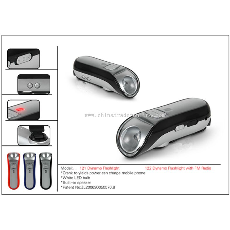 Dynamo Flashlight with/without FM radio from China