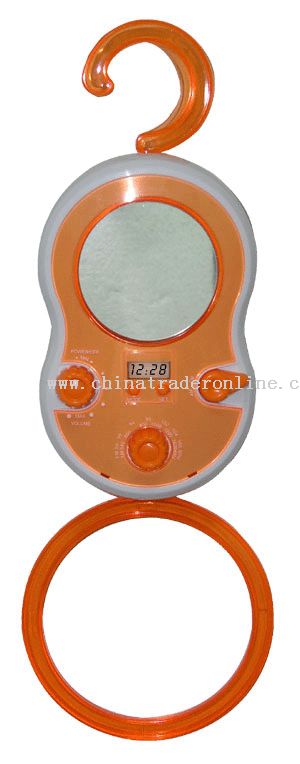 Shower Radio with LCD Clock & Anti-Fog Mirror