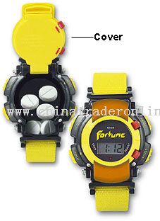 LCD Watch with Plastic Flip-Top Cover