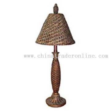 Rattan Looking Resin Buffet Lamp