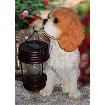 garden solar lights dog with lamp
