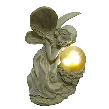 solar resin garden lamp fairy with ball 