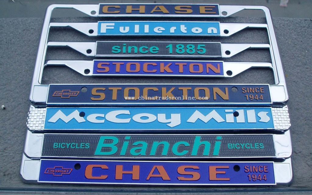 Custom license plate frame