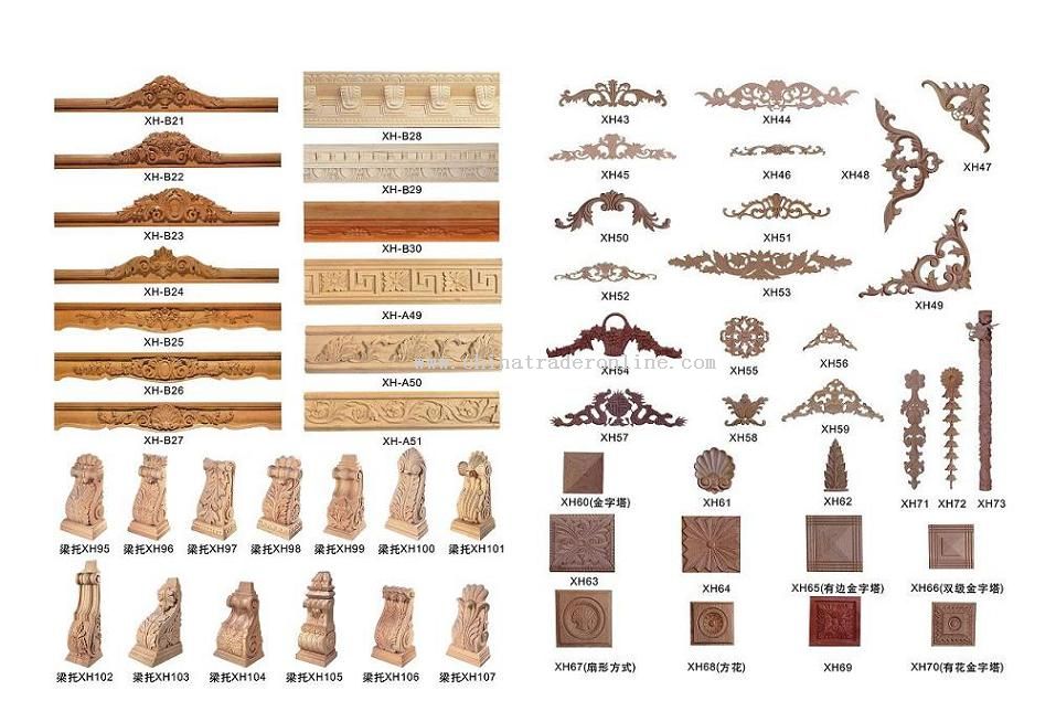 wood mouldings, wood moldings,wood capital, wood columns from China