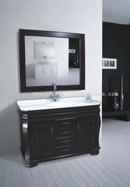 Oak bathroom cabinet with mirror and counter top