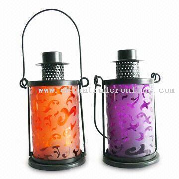 Glass Lantern with Metal Rack from China
