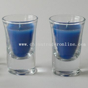 Glass Candle Holder with Wax