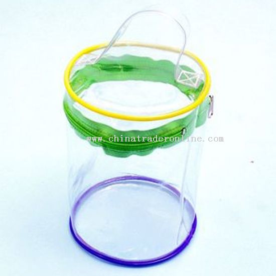 transparent cylinder cosmetic bag