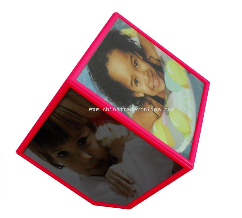 Turning cube photo frame red