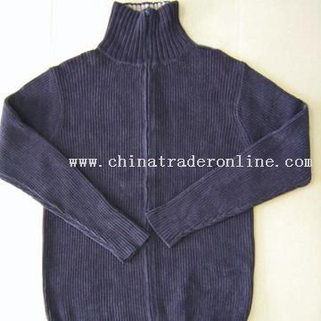 Mens 100% Cotton Chenille Sweater with Zipper from China