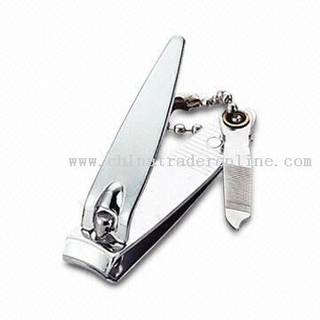 Nail Clipper with Embossed File and Keychain