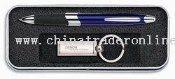 Arabesque Twist-Action Metal Pen & Chrome Key Ring Set from China