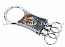 Matte Nickel Finish Valet Epoxy Dome Keytag With 3 Mini Rings