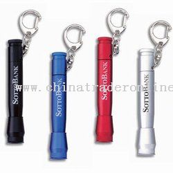 Metallic Push-Action Mini Flashlight With Key Ring Laser