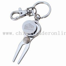 Shiny Nickel Finish Keyholder W/ Gold Divot And Magnetic Ball Marker from China