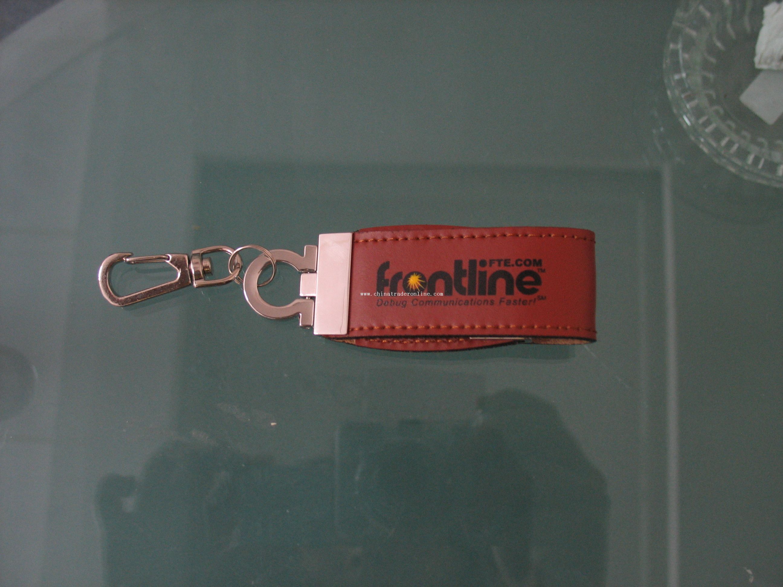 Leather USB Flash Drive with keychain from China