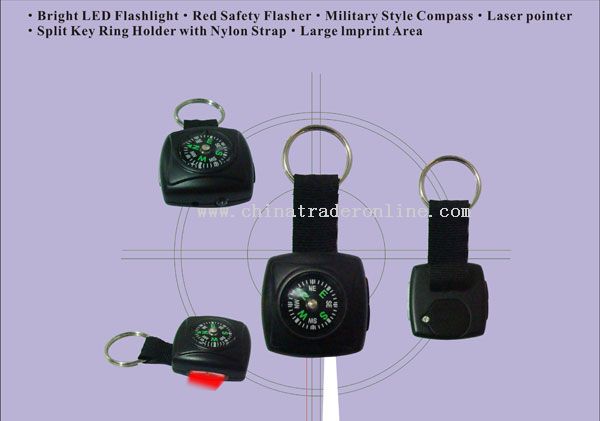 Militar compass keylight with emergency flasher and laser pointer