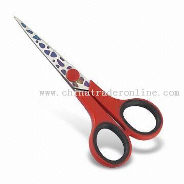 Stationery Scissors in Forged Patterns with Titanium Coating on Blades from China