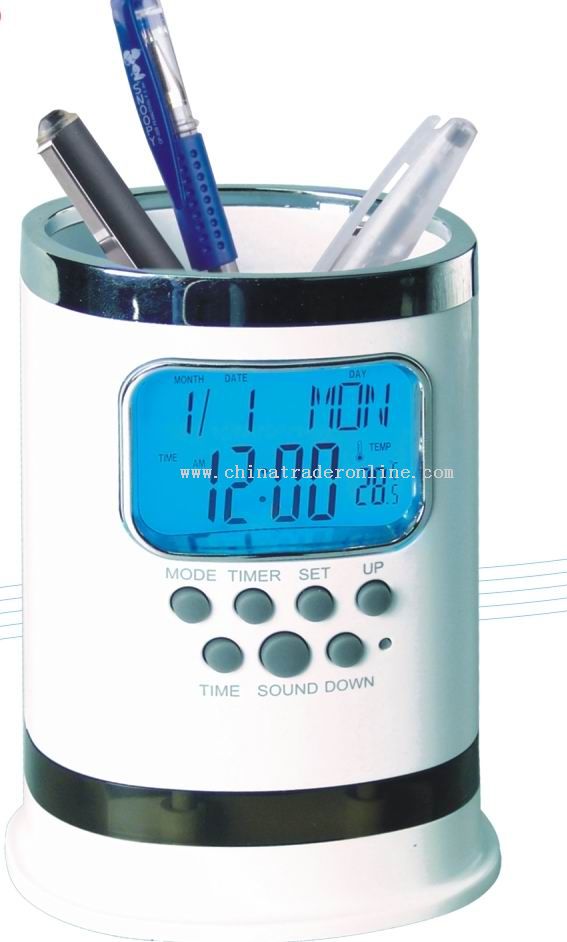 Calendar Clock with Pen Holder from China