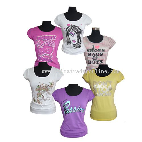 Ladys Cotton Printed T-Shirt from China