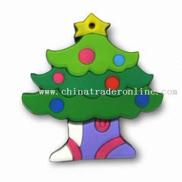 Christmas Tree Shaped USB Flash Drive with 16MB to 8GB Flash Memory