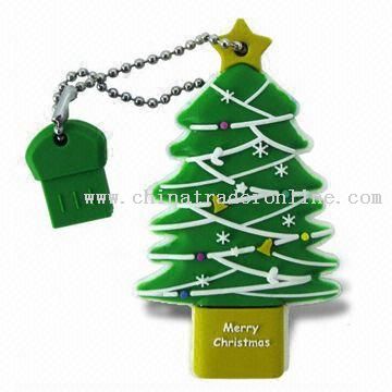 Super Talent RB 8GB USB2.0 Christmas Tree Flash Drive with Durable Solid Rubber Case from China