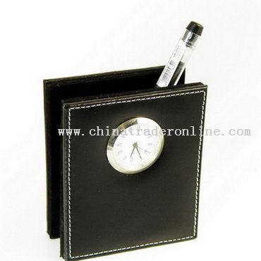 Pen Holder with Clock