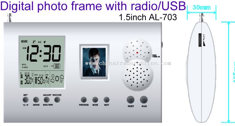 Digital photo frame with radio weather station from China
