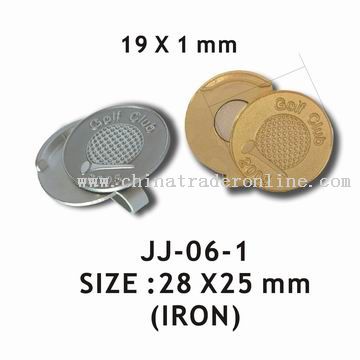 Golf Hat Clip and Ball Marker from China