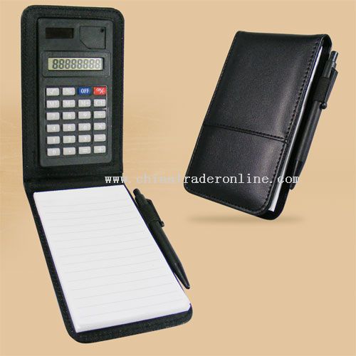 note book with 8 digits calculator with ball pen