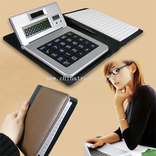 note book with 8 digits calculator with ball pen from China