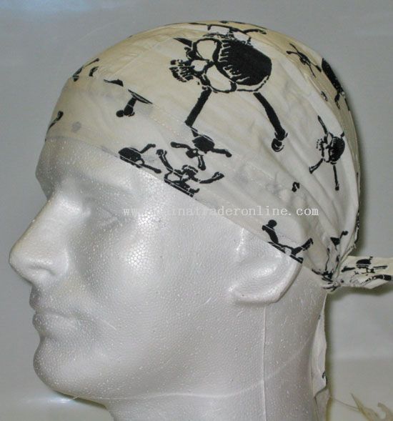 Black Skulls & Crossbones White Head Wrap from China