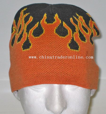 Orange Flames Beanie Cap