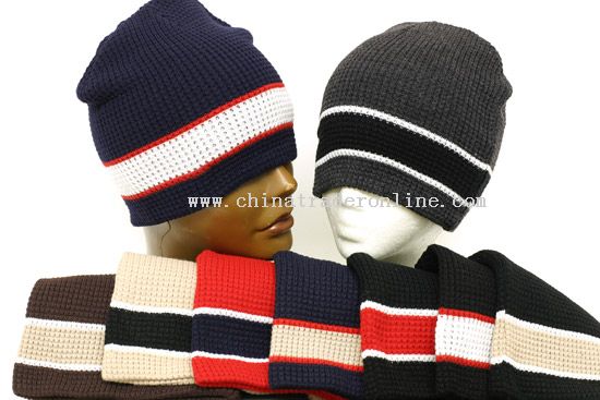 Wide Stripe Beanie Cap from China