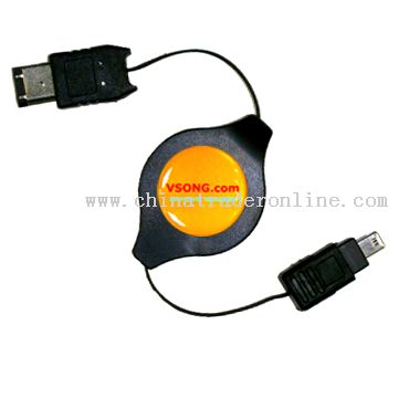Firewire IEEE 1394 6Pin to 4Pin Male retractable Firewire cable