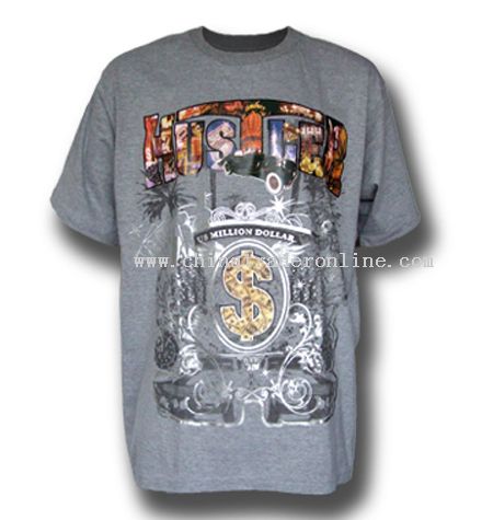 Heavy Weight Printed and Spray Beads T-Shirts from China