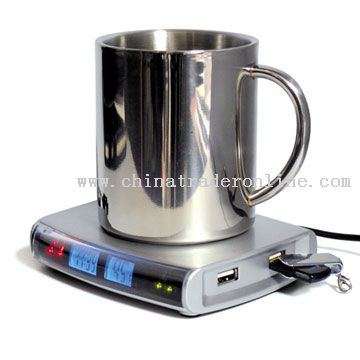 USB Cup Warmer & HUB With LCD Clock and Thermometer from China