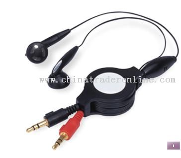 Retractable PC Earphone & Microphone from China