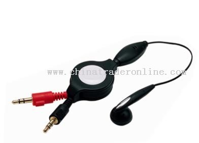 Retractable PC Earphone & Microphone from China