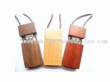 Natural wood made USB flash drive with rope