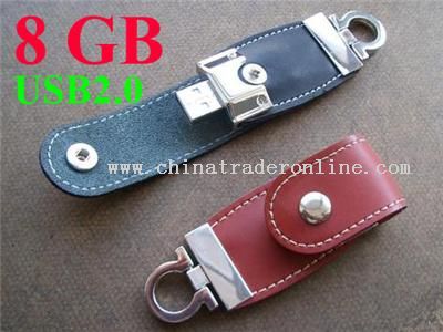 Sleak Design leather 8GB USB 2.0 USB Flash Drive with Key ring from China